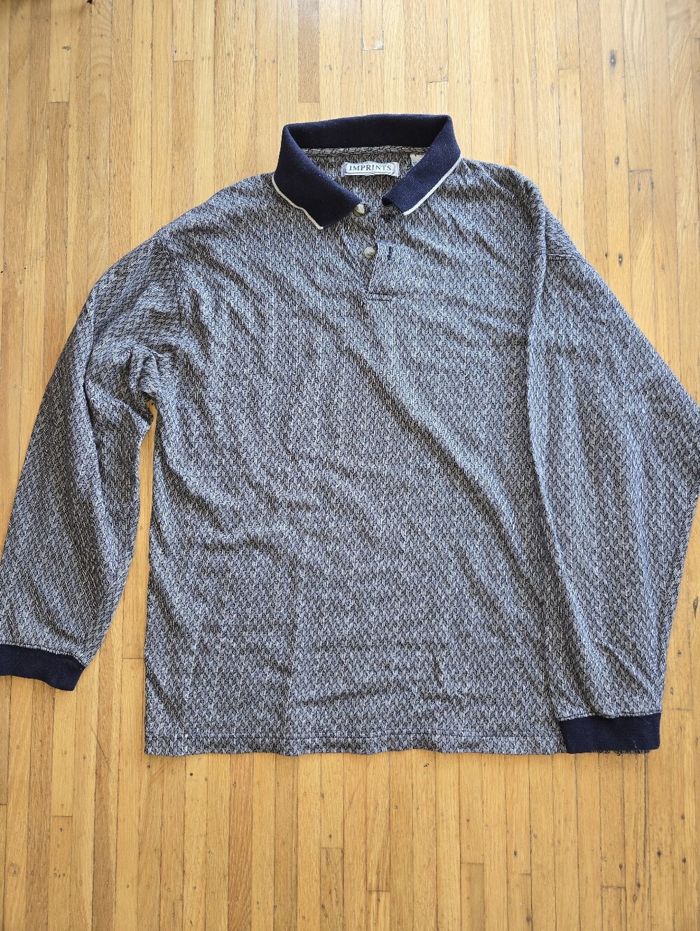 Vintage IMPRINTS Long Sleeve Polo Shirt - Men's L